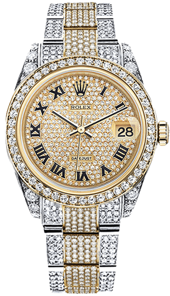 Rolex Datejust 41mm Steel and Yellow Gold custom diamonds