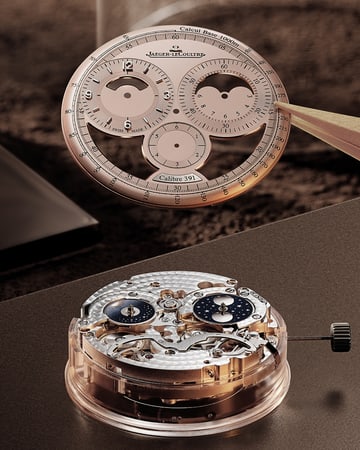 Rose Gold Watch Tag-LeCoultre Duometre Chronograph Moon Q622252J, Craftsmanship and caliber