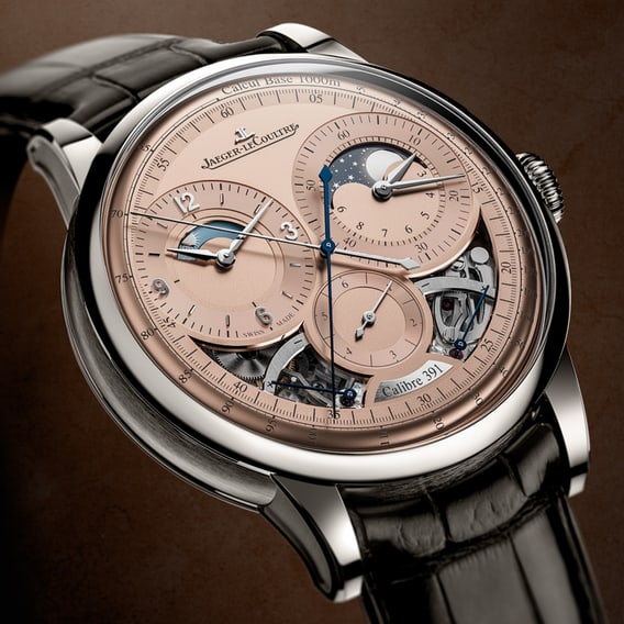 Platinum Jaeger-LeCoultre Duometre Chronograph Moon Q622656J watch, close-up of the dial
