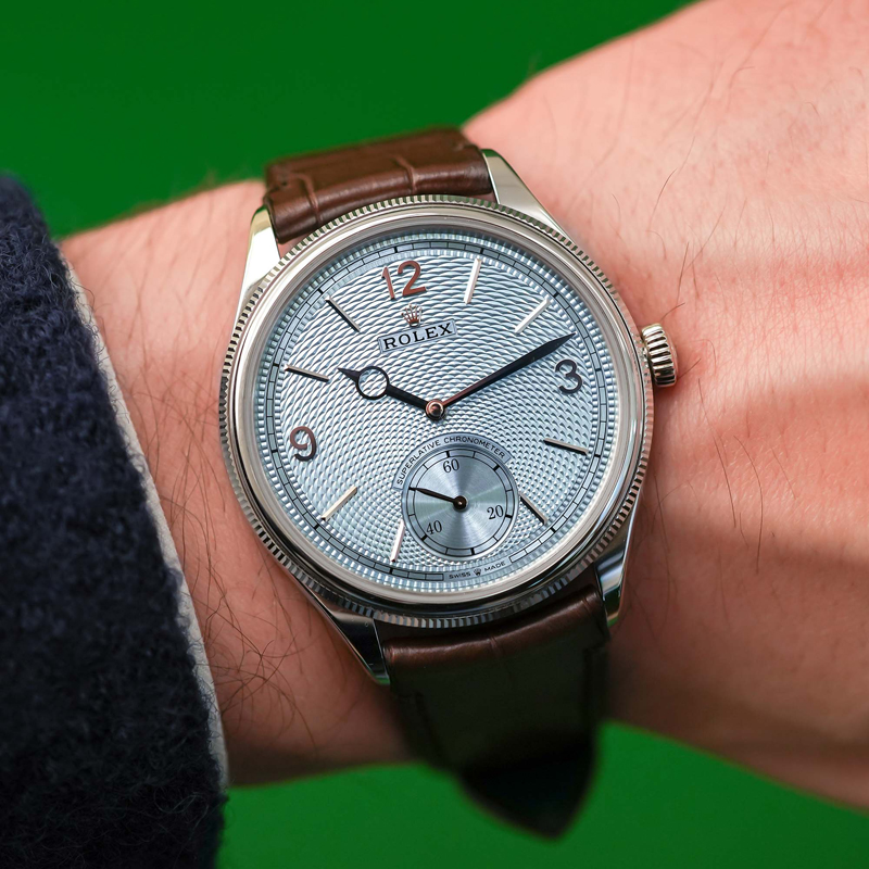 Rolex-Perpetual-1908-Platinum-ice-Blue-Guilloche-Dial-rice-grain-52506-review-14