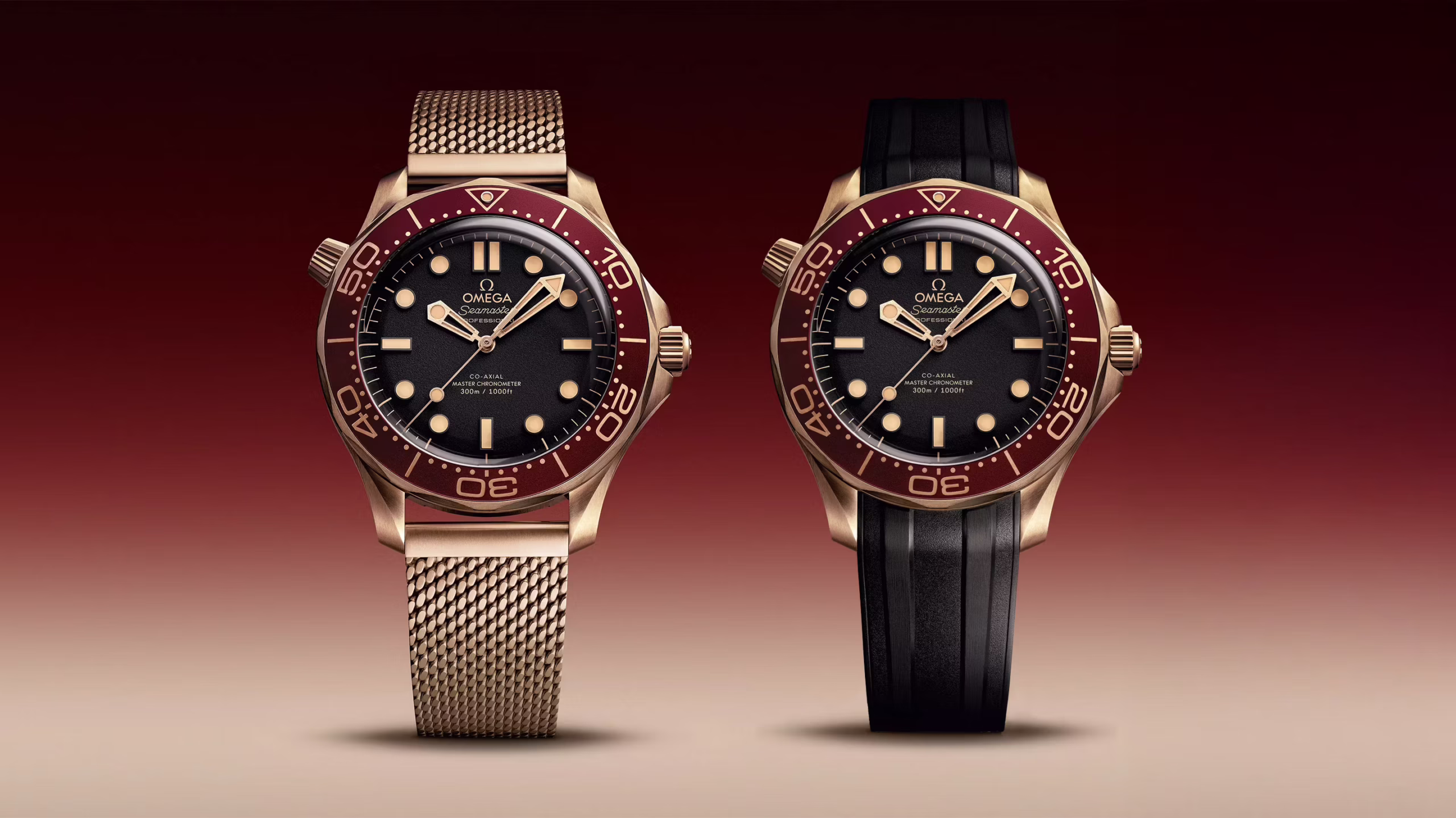 Omega Seamaster Diver 300M Bronze Gold and Burgundy