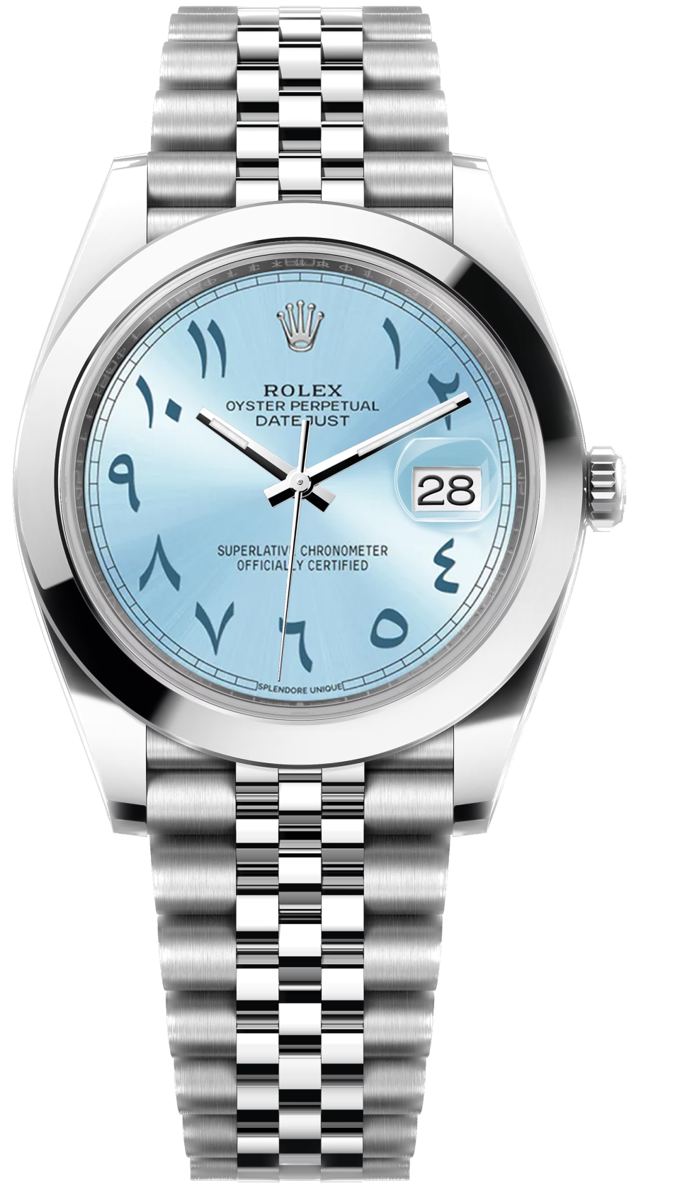 Rolex Datejust 41mm Steel Ice Blue Arabic Dial Custom