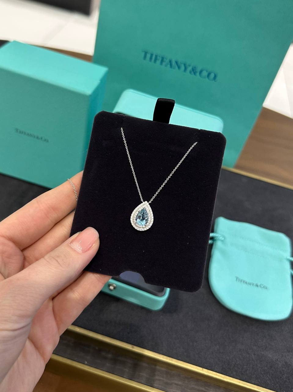 Подвеска с аквамарином и бриллиантами Tiffany & Co Tiffany Soleste