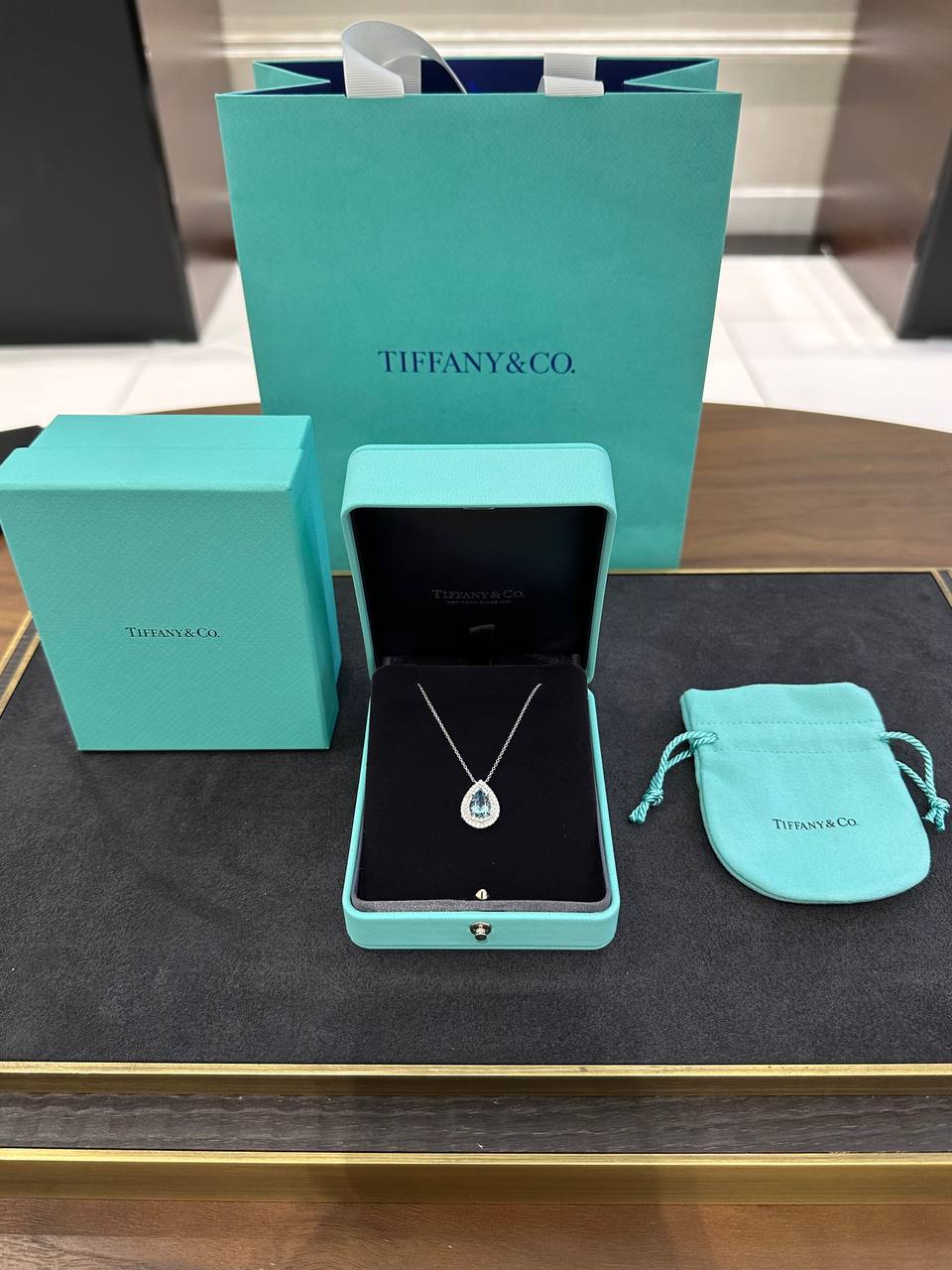 Подвеска с аквамарином и бриллиантами Tiffany & Co Tiffany Soleste