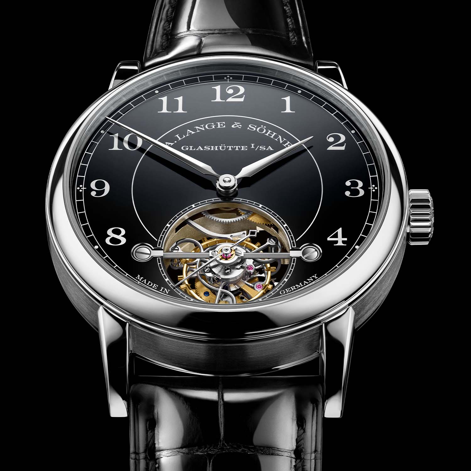 A. Lange & Sohne 1815 Tourbillon в платине с черным эмалевым циферблатом