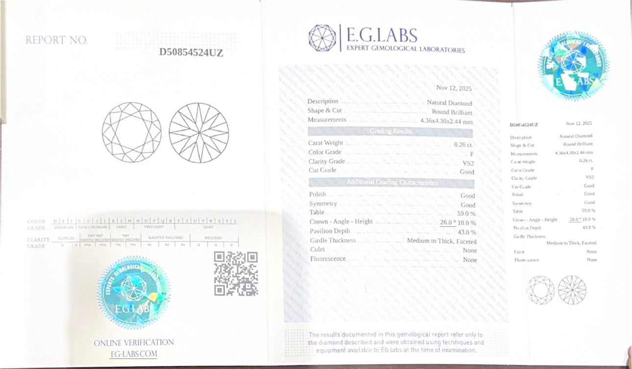 Кольцо с бриллиантом 0,26ct