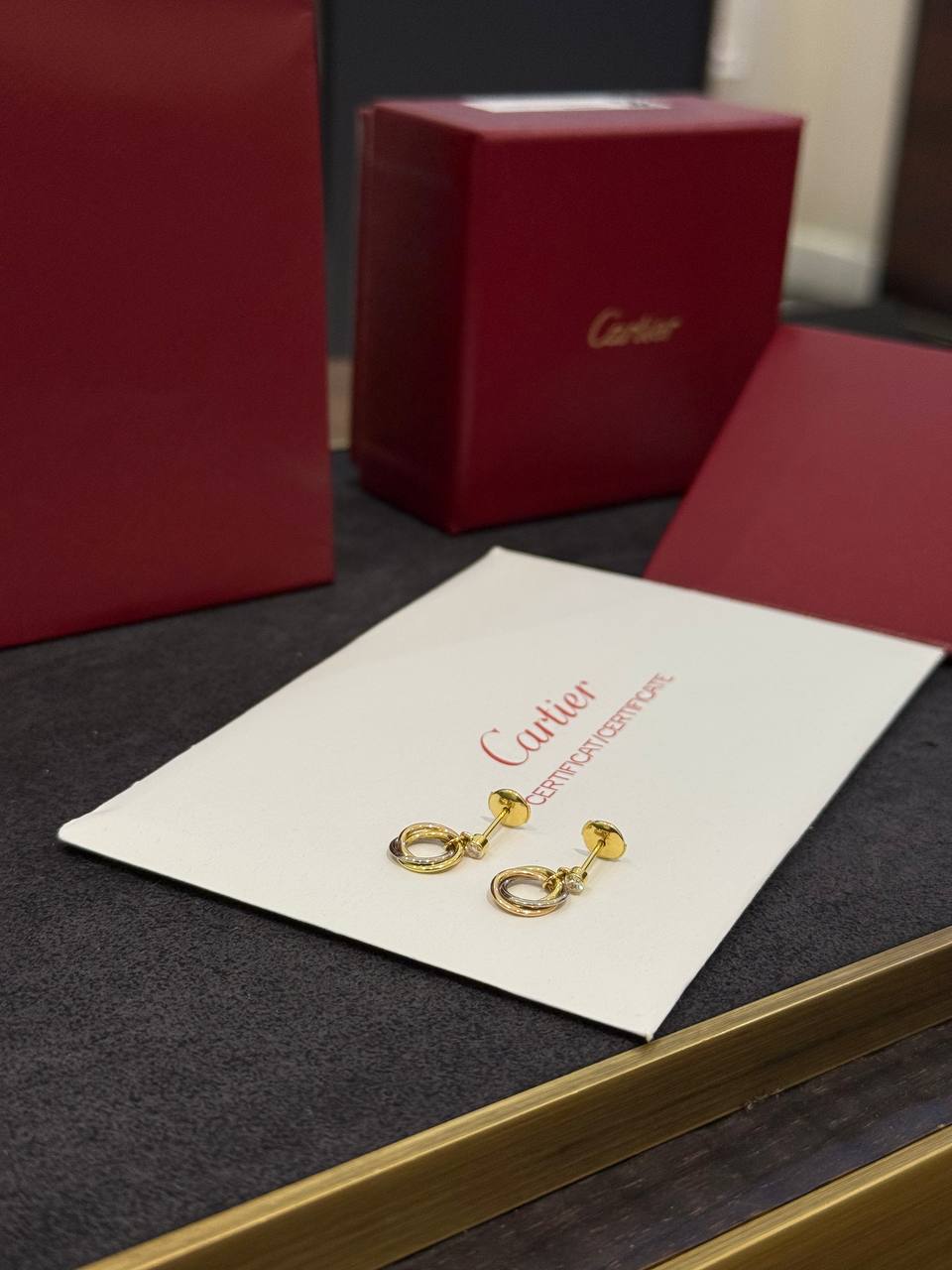 СЕРЬГИ  CARTIER TRINITY, BRILLIANT-CUT DIAMONDS