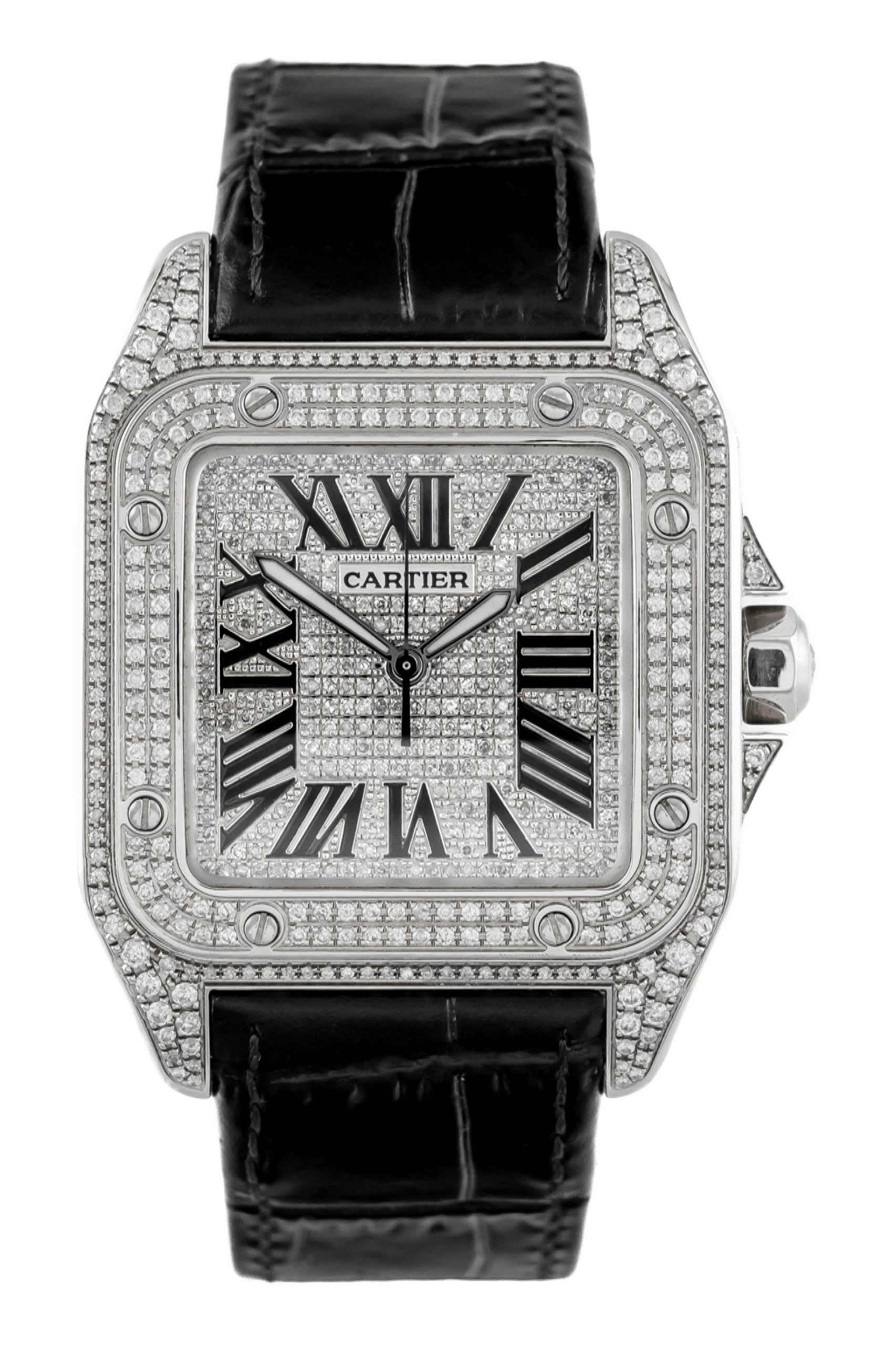 Cartier Santos 100 steel diamonds custom