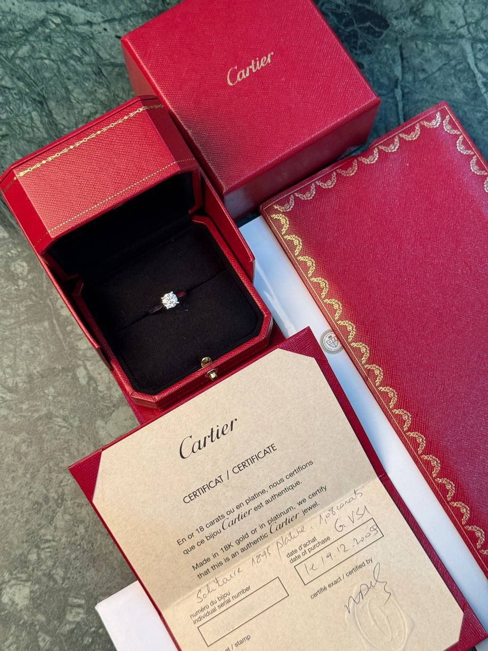 Кольцо Cartier с бриллиантом 1,08 ct.