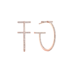 Rose gold, diamond-studded hoop earring with the letters I and F formed by diamonds